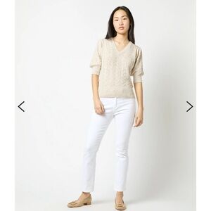 ANN MASHBURN Giselle Pointelle V-Neck Sweater
